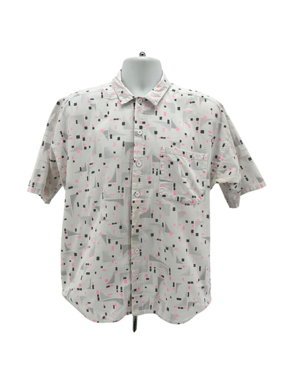 Vintage Frank Mens Medium Shirt Short Sleeve Collared Button Down Retro White